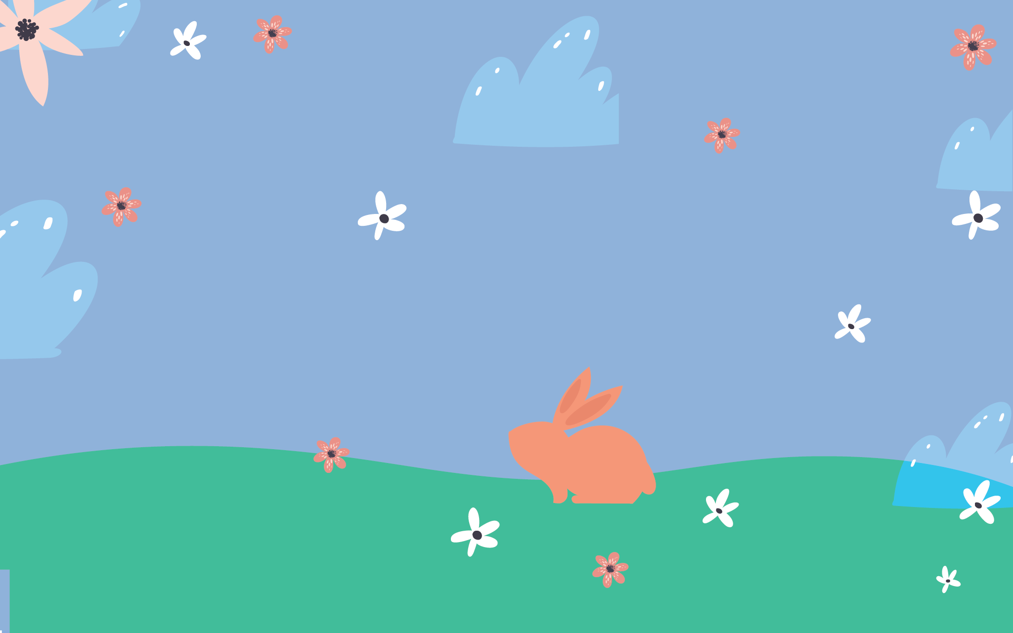 a rabbit in a field with flowers